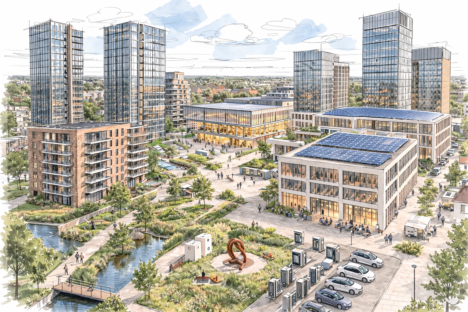 Stedelijke campus met nieuwbouw